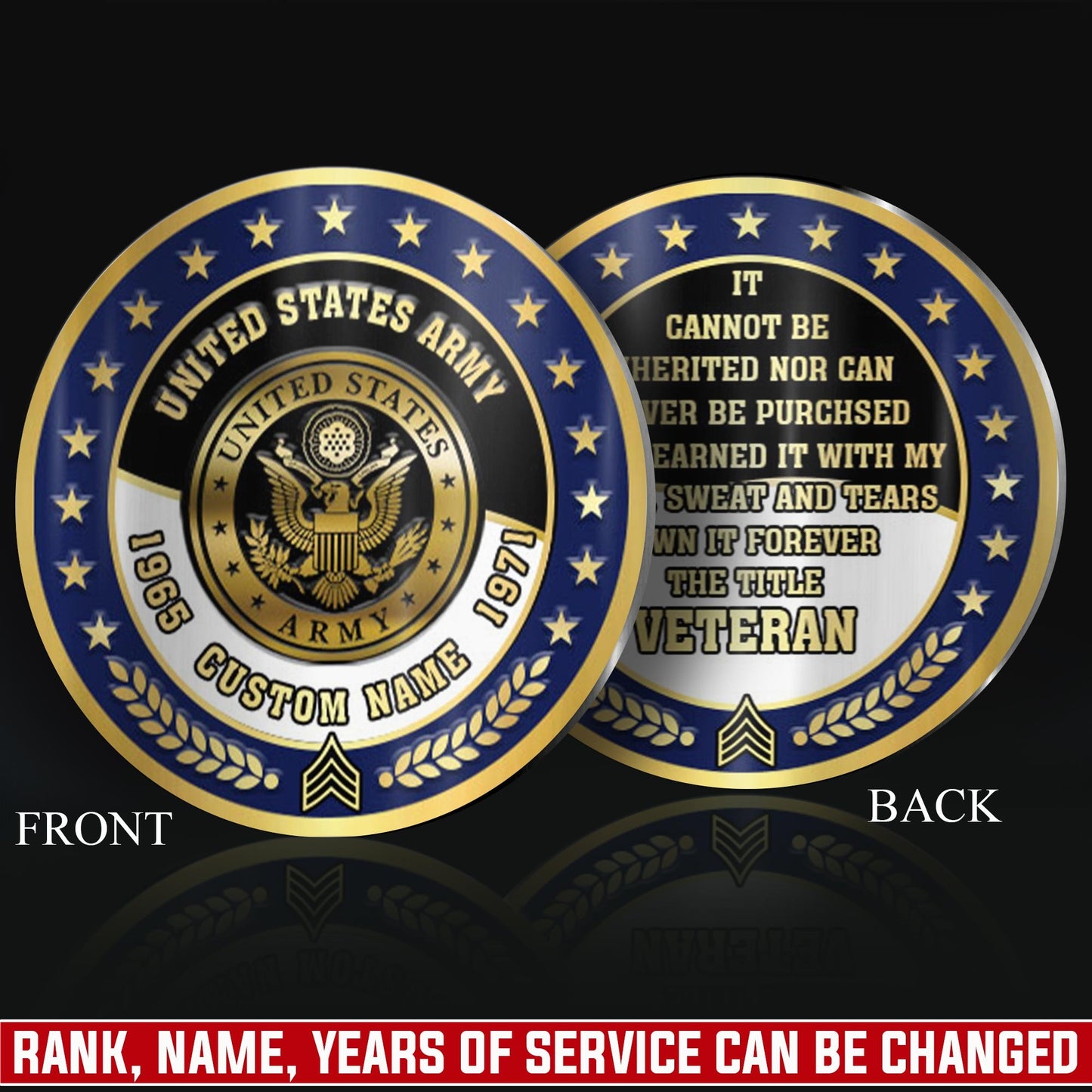 US Army – Military Printed Challenge Coin – Legacy Laurel Badge