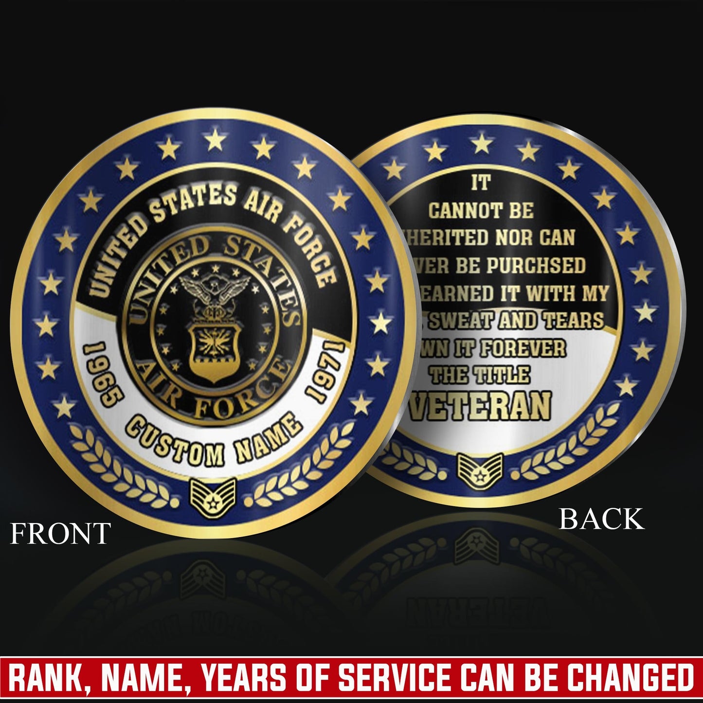 US Air Force – Military Printed Challenge Coin – Legacy Laurel Badge