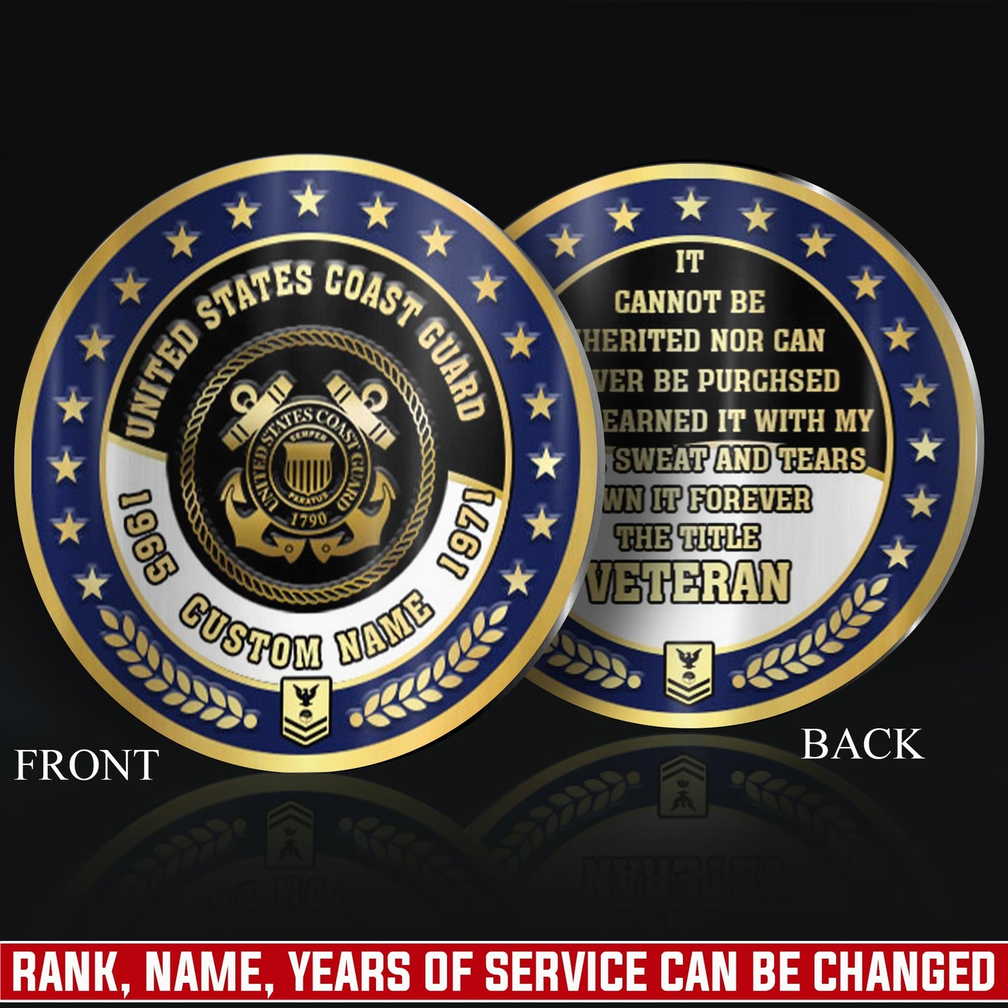 US Coast Guard – Military Printed Challenge Coin – Legacy Laurel Badge