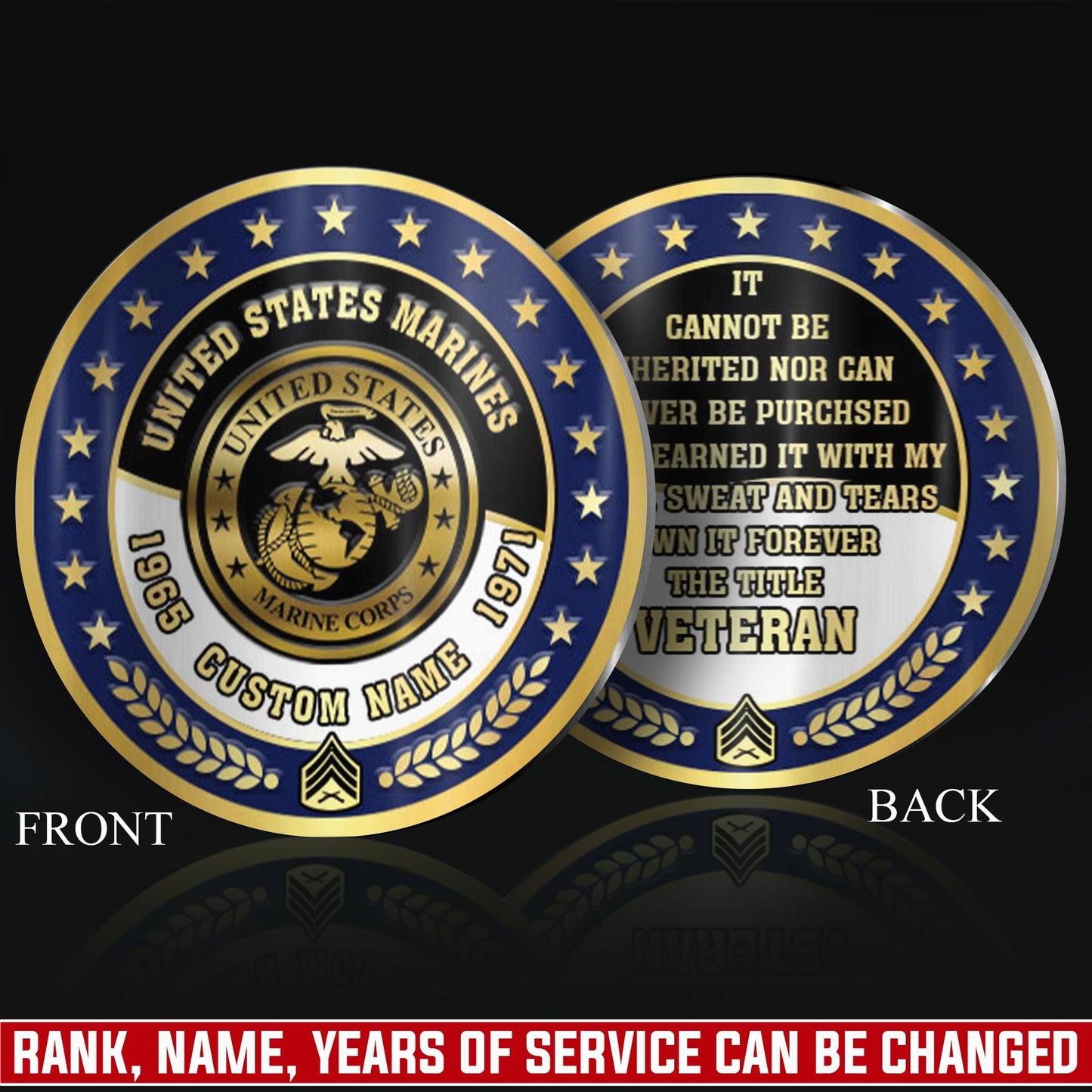 US Marine Corps – Military Printed Challenge Coin – Legacy Laurel Badge