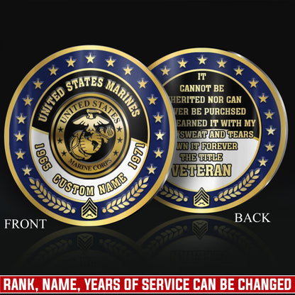 US Marine Corps – Military Printed Challenge Coin – Legacy Laurel Badge