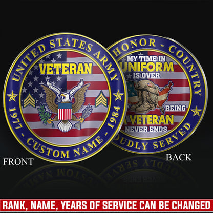 US Army – Military Printed Challenge Coin – Patriot Flag Veteran Coin