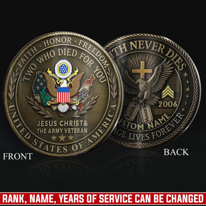 US Army – Military Printed Challenge Coin – Antique Bronze Memorial Crest