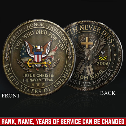 US Navy – Military Printed Challenge Coin – Antique Bronze Memorial Crest