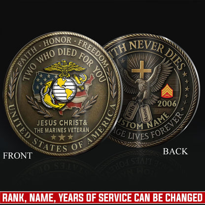 US Marine Corps – Military Printed Challenge Coin – Antique Bronze Memorial Crest