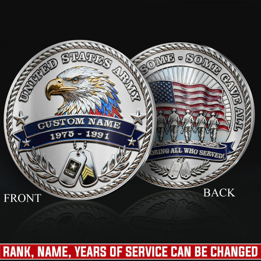 US Army – Military Printed Challenge Coin – Silver Eagle Tribute