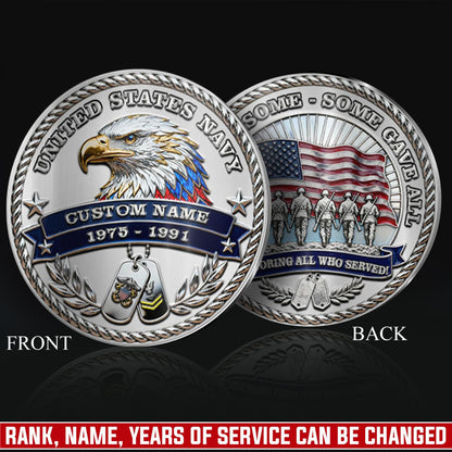 US Navy – Military Printed Challenge Coin – Silver Eagle Tribute