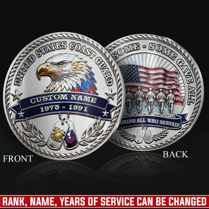 US Coast Guard – Military Printed Challenge Coin –  Silver Eagle Tribute