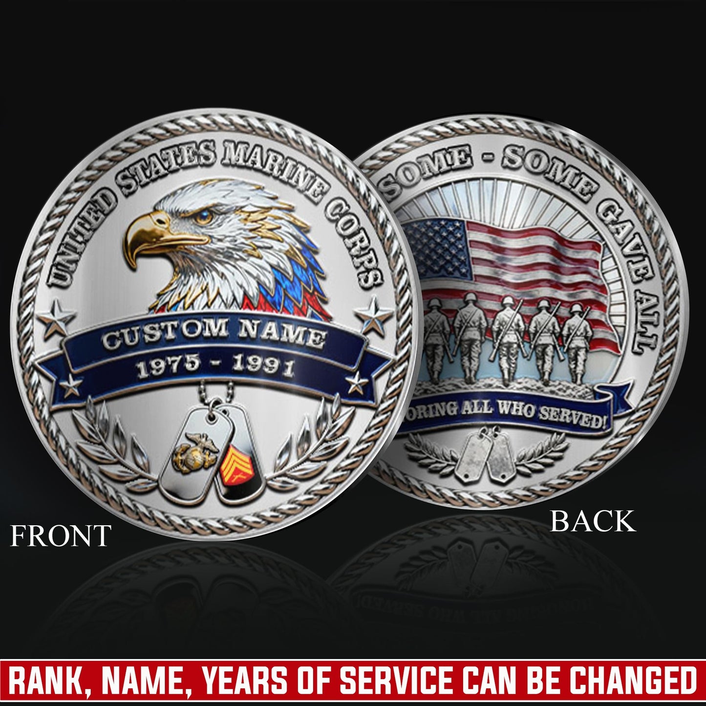 US Marine Corps – Military Printed Challenge Coin – Silver Eagle Tribute