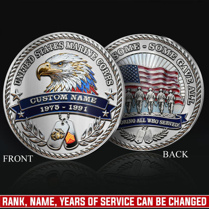 US Marine Corps – Military Printed Challenge Coin – Silver Eagle Tribute