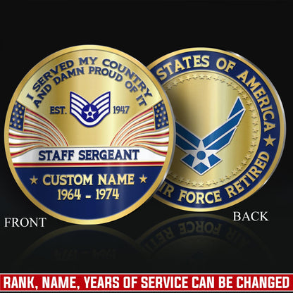 US Air Force – Military Printed Challenge Coin – Patriotic Crest Coin