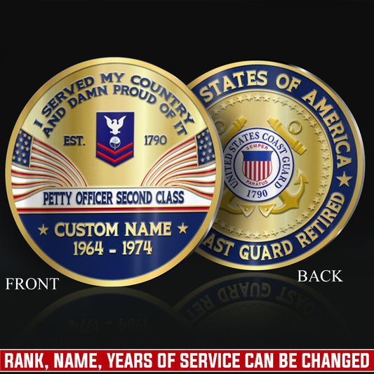 US Coast Guard – Military Printed Challenge Coin – Patriotic Crest Coin