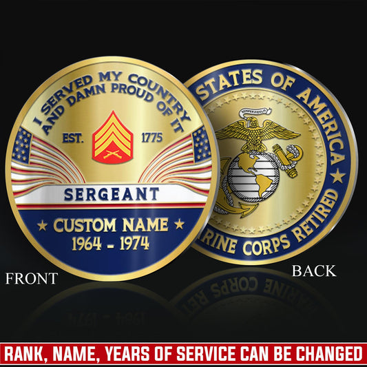 US Marine Corps – Military Printed Challenge Coin – Patriotic Crest Coin