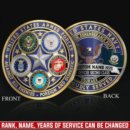 US Navy – Military Printed Challenge Coin – Five Star Unity Crest