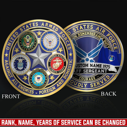 US Air Force – Military Printed Challenge Coin – Five Star Unity Crest