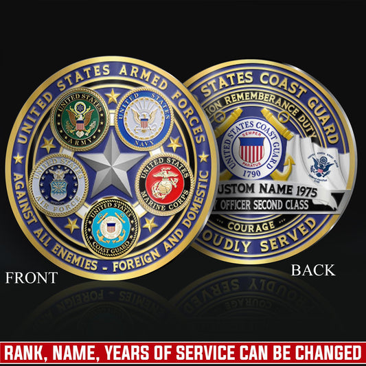 US Coast Guard – Military Printed Challenge Coin – Five Star Unity Crest