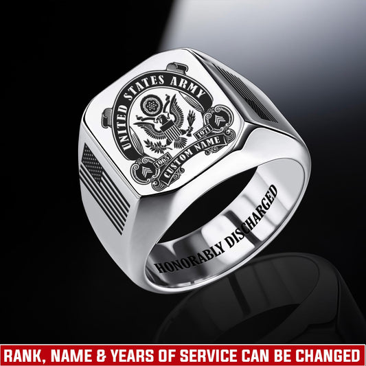 US Army – Engraved Men's Ring – Military Honor Cross Ring