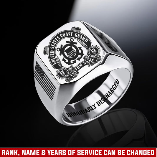 US Coast Guard – Engraved Men's Ring – Military Honor Cross Ring