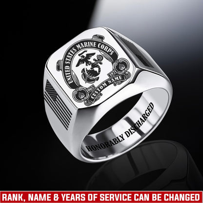 US Marine Corps – Engraved Men's Ring –  Military Honor Cross Ring
