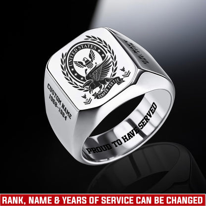 US Navy – Engraved Men's Ring – Laurel Honor Signet