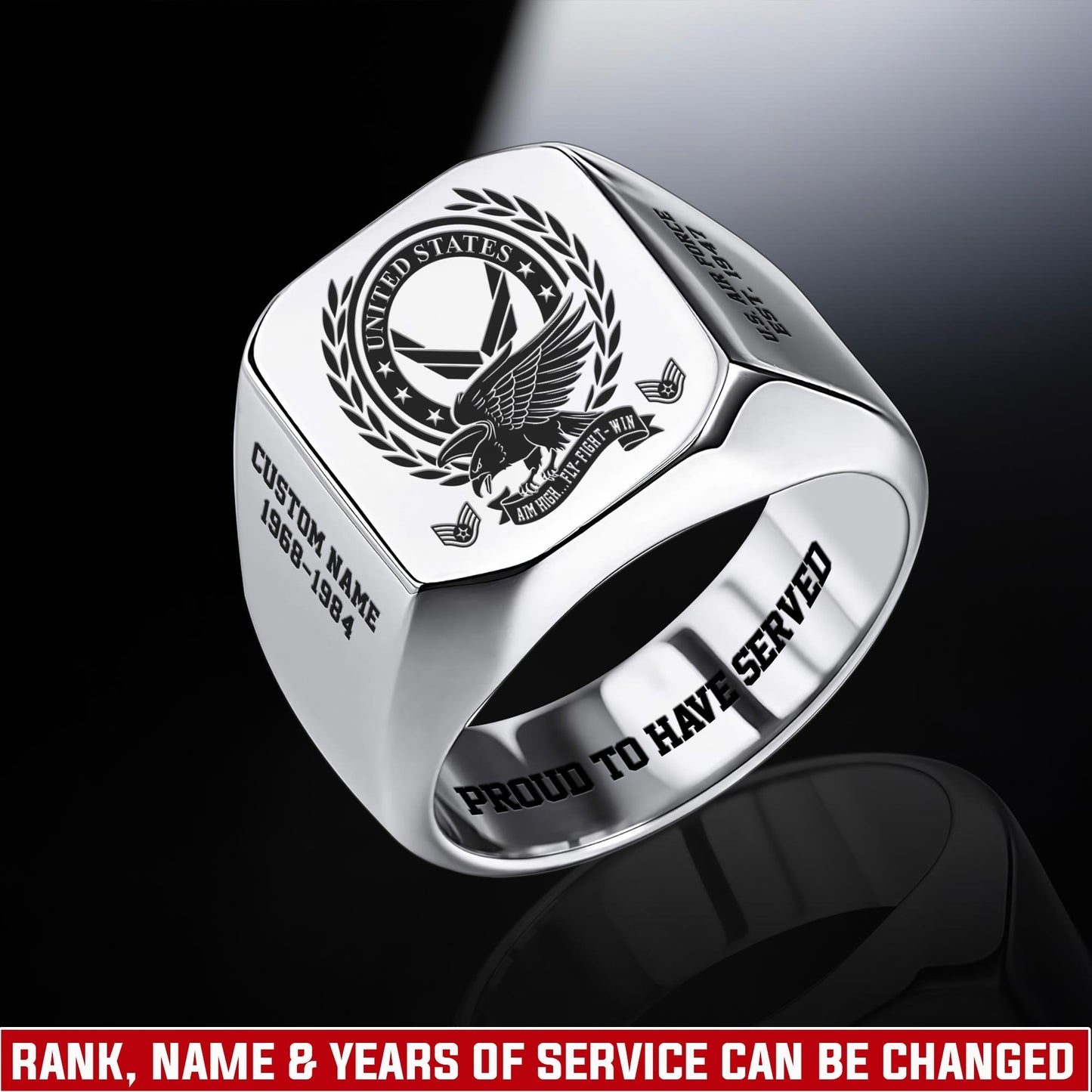 US Air Force – Engraved Men's Ring – Laurel Honor Signet