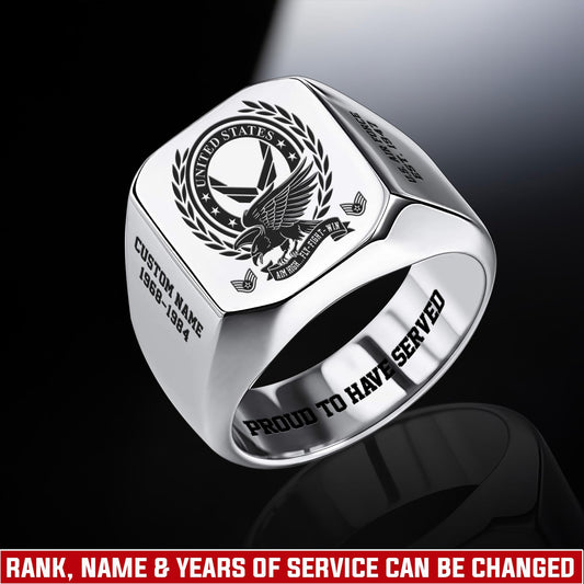 US Air Force – Engraved Men's Ring – Laurel Honor Signet