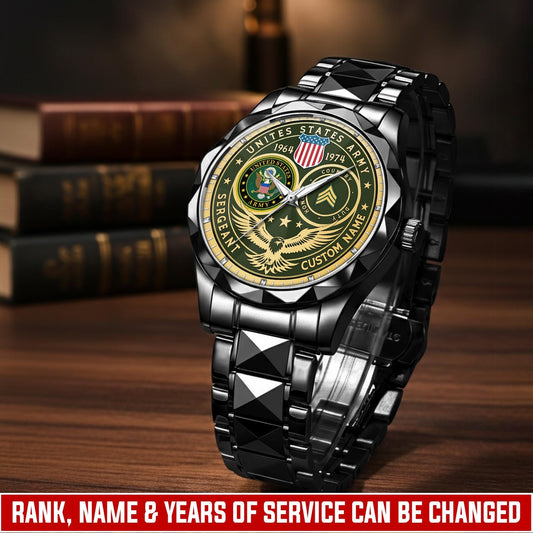 US Army – Diamond-Cut Bezel Watch – Forever Service Crest