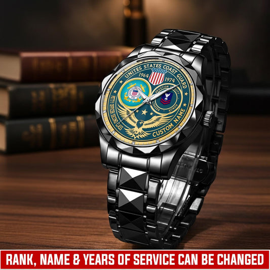 US Coast Guard – Diamond-Cut Bezel Watch – Forever Service Crest