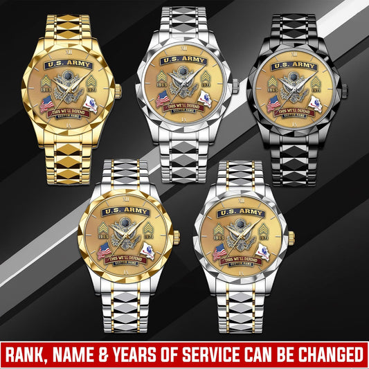 US Army – Diamond-Cut Bezel Watch – Golden Heritage Crest