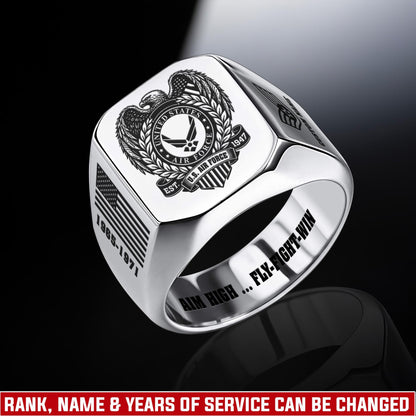 US Air Force – Engraved Men's Ring – Freedom Laurel Emblem
