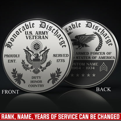US Army – Military Printed Challenge Coin – Shield & Laurel Seal
