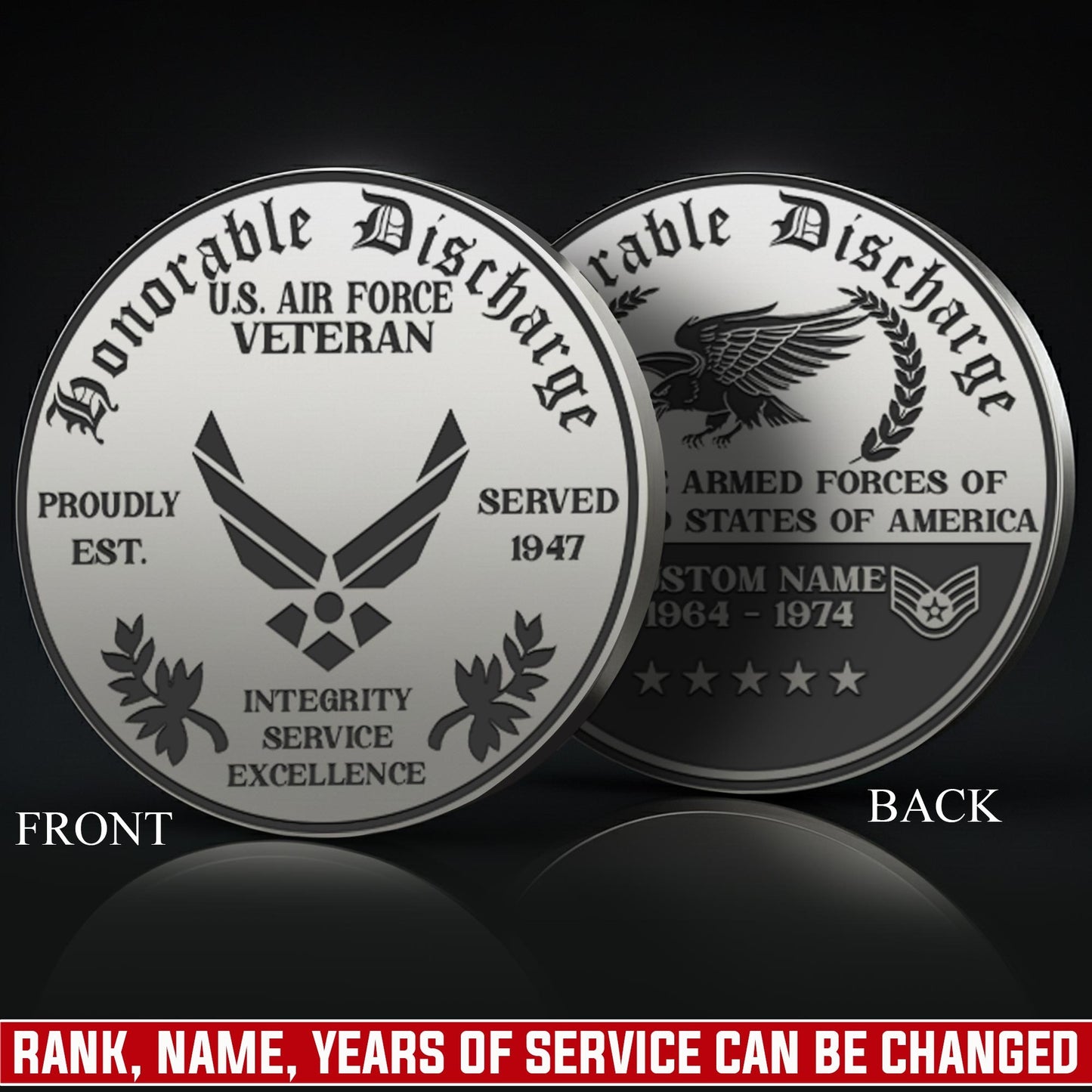 US Air Force – Military Printed Challenge Coin – Shield & Laurel Seal