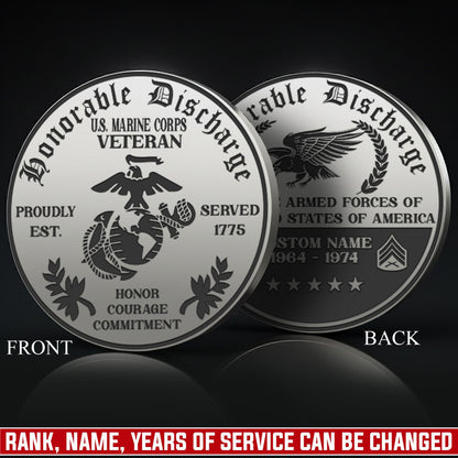 US Marine Corps – Military Printed Challenge Coin – Shield & Laurel Seal