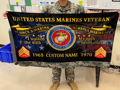 U.S. Marine Corps Flying Flag – I Walked The Walk My Oath Never Ends