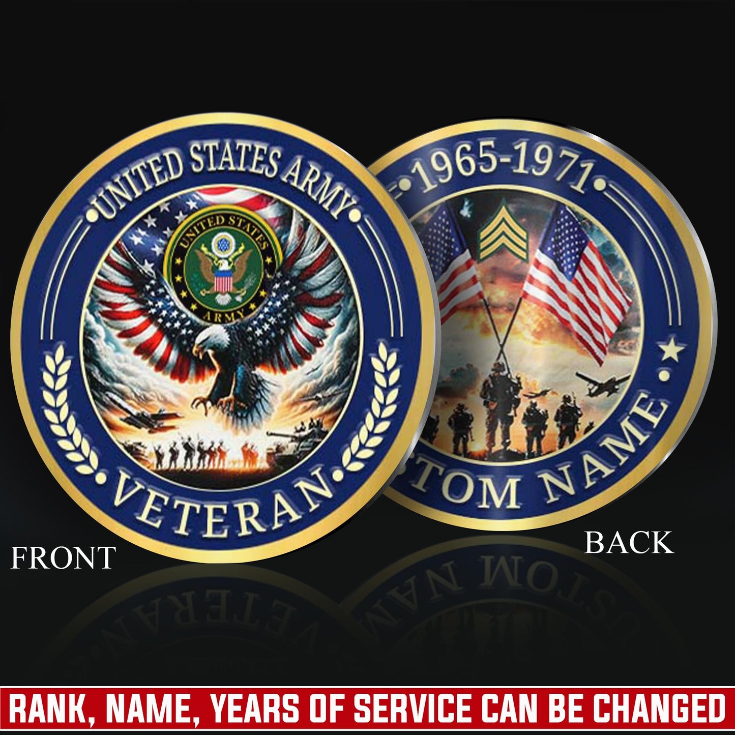 US Army – Military Printed Challenge Coin – Rising Eagle Tribute
