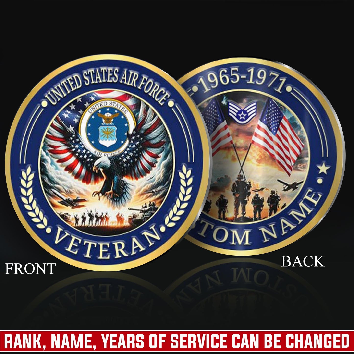 US Air Force – Military Printed Challenge Coin – Rising Eagle Tribute