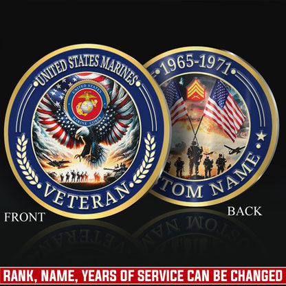 US Marine Corps – Military Printed Challenge Coin – Rising Eagle Tribute