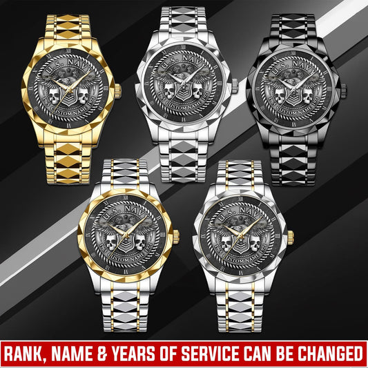 US Navy – Diamond-Cut Bezel Watch – Warrior Steel Crest