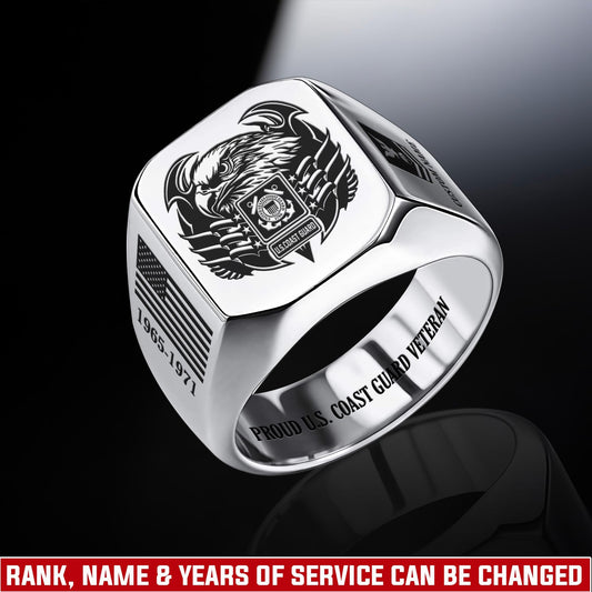 US Coast Guard – Engraved Men's Ring – Valor Wing Emblem