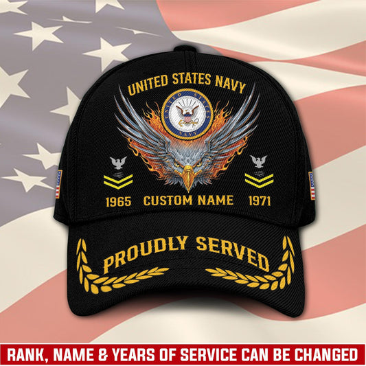 US Navy – Classic Cap – Proudly Served - Flaming Eagle