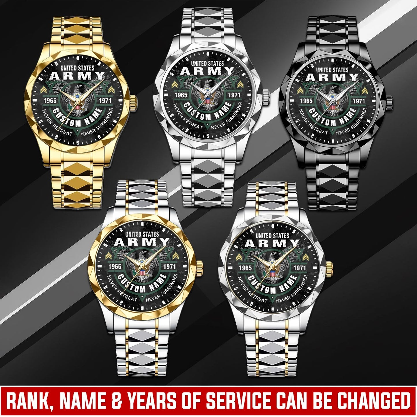 US Army – Diamond-Cut Bezel Watch – Commemorative Valor Dial