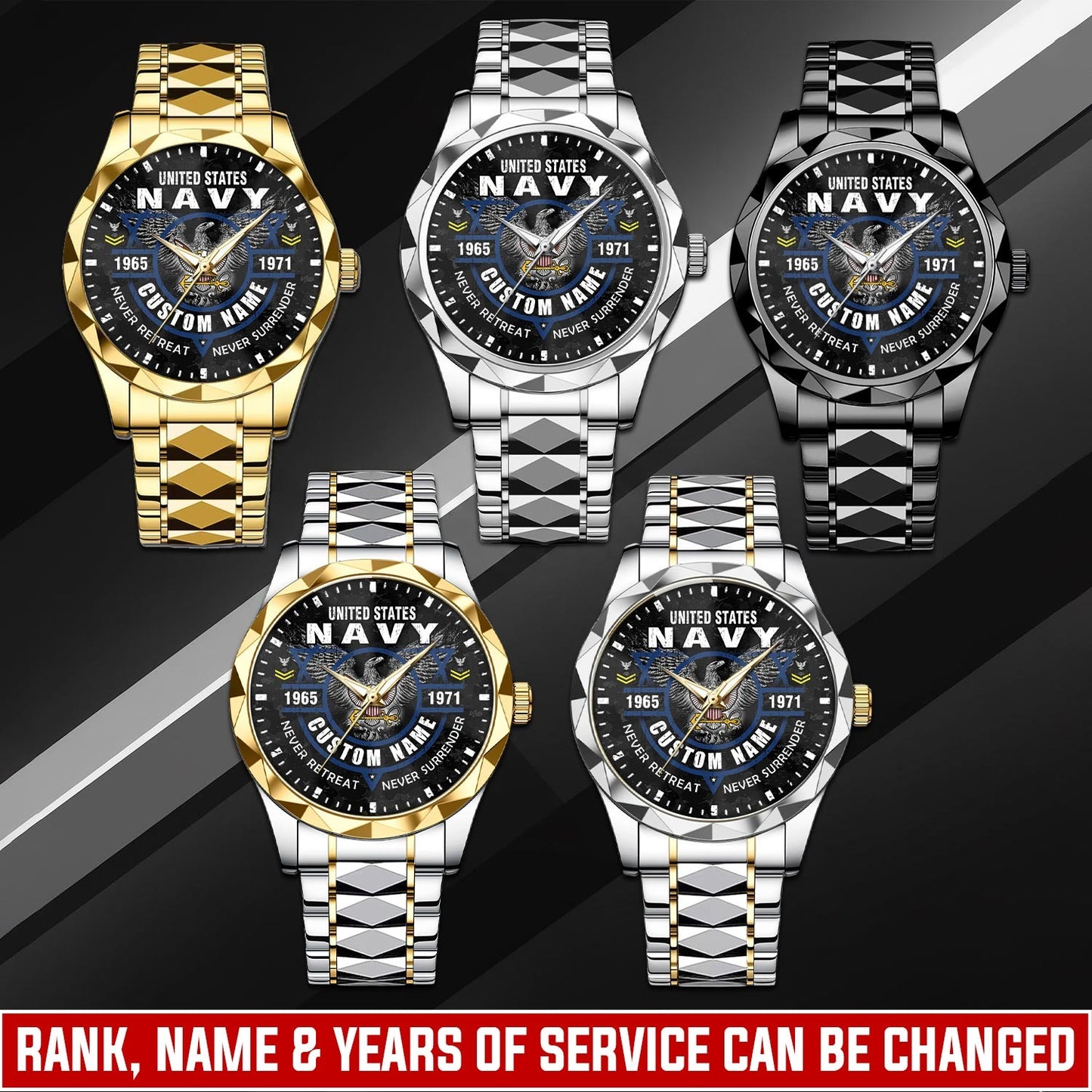 US Navy – Diamond-Cut Bezel Watch – Commemorative Valor Dial
