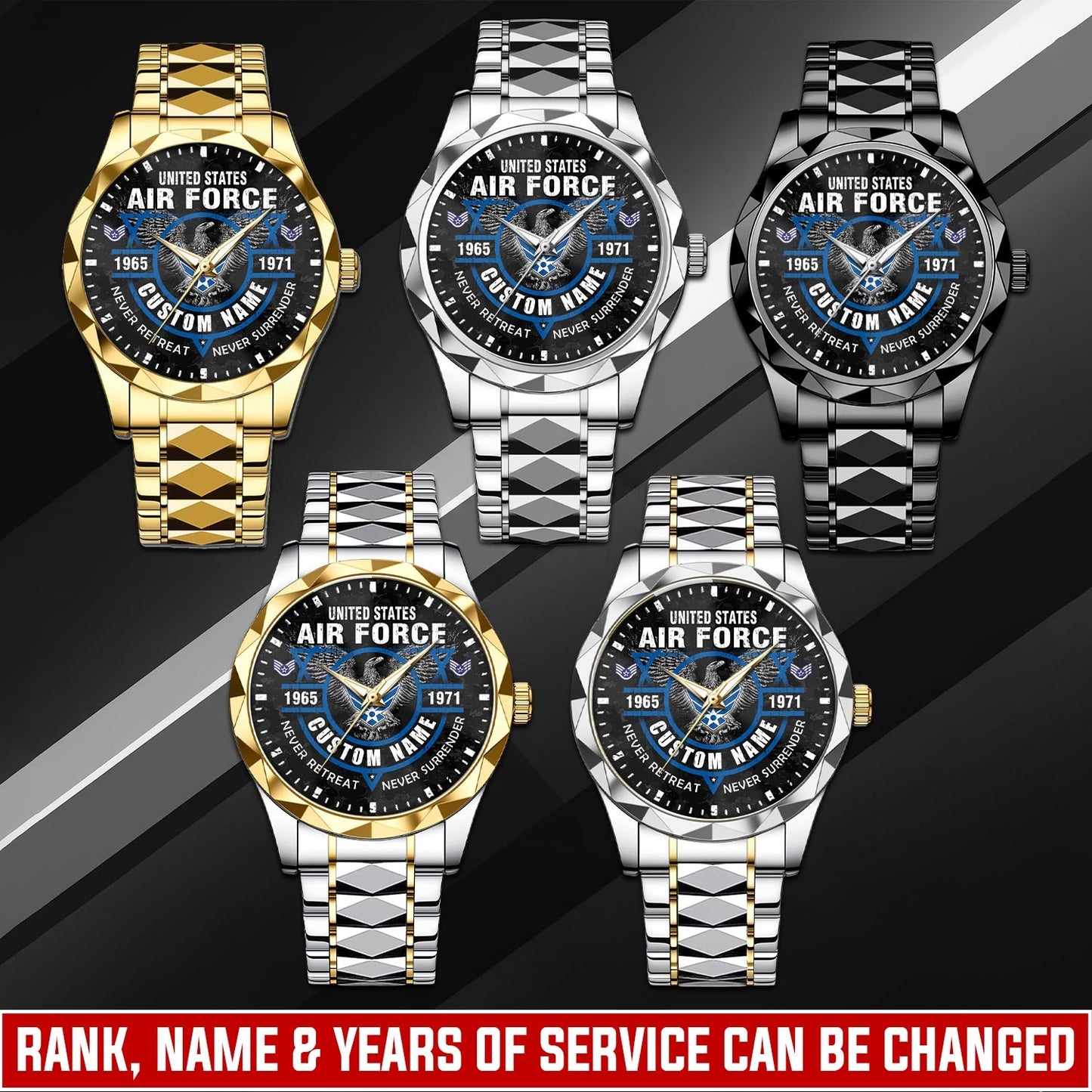 US Air Force – Diamond-Cut Bezel Watch – Commemorative Valor Dial