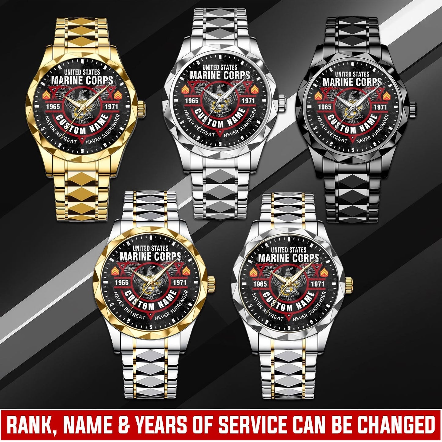 US Marine Corps – Diamond-Cut Bezel Watch – Commemorative Valor Dial