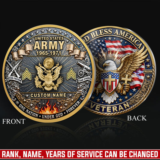 US Army – Military Printed Challenge Coin – God Bless Tribute Coin