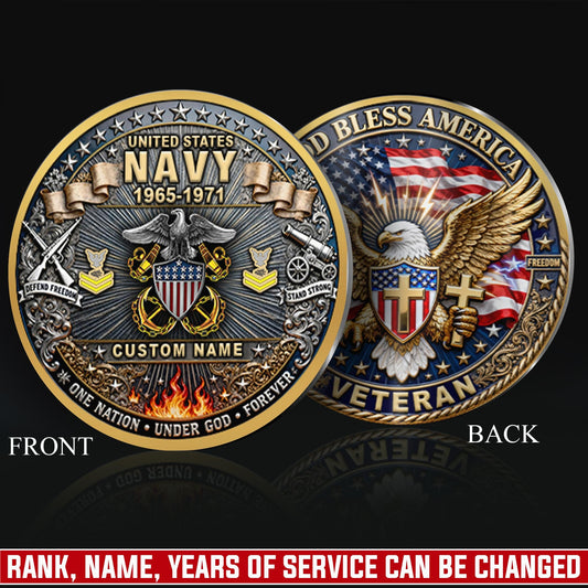 US Navy – Military Printed Challenge Coin – God Bless Tribute Coin