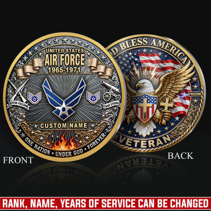 US Air Force – Military Printed Challenge Coin – God Bless Tribute Coin