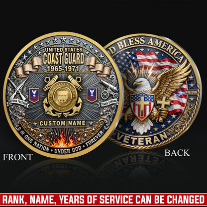US Coast Guard – Military Printed Challenge Coin – God Bless Tribute Coin