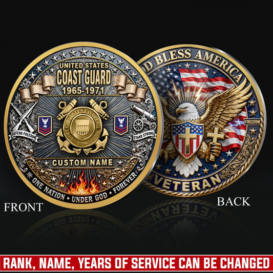 US Coast Guard – Military Printed Challenge Coin – God Bless Tribute Coin