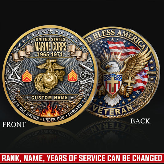 US Marine Corps – Military Printed Challenge Coin – God Bless Tribute Coin